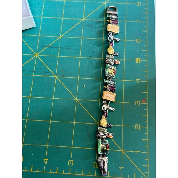 Beautician Bracelet Hair Salon Tools Enamel Brush Scissors Blower Dyer 8in Gift - Picture 7 of 11